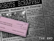 Jeremy receiving overtime pay, and a newsletter of the restaurant's closing from Five Nights at Freddy's 2.