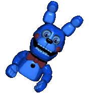 Bon-Bon sul lato destro di Funtime Freddy, nascosto dalla torcia del giocatore, animato.