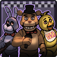 Freddy Fazbear insieme a Chica e Bonnie nell'obiettivo "Celebrate".