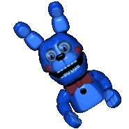 Bon-Bon sul lato sinistro di Funtime Freddy, nascosto dalla torcia del giocatore, animato.