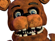 Un fermo immagine di Withered Freddy mentre spaventa il giocatore in ufficio.