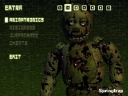 Primo piano di Springtrap nel menu Extra.
