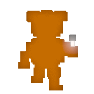 Lo sprite di Withered Freddy che cammina verso l'alto nel minigioco "SAVETHEM", animato.