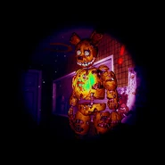 Springtrap visto in Pizza Party, fuori dalla finestra