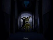 Plushtrap seduto davanti alla sedia, animato.