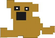Lo sprite di Golden Freddy dai minigiochi della morte, con le pupille bianche.