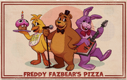 A poster of Freddy, Bonnie, and Chica.