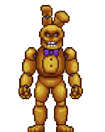 Il Coniglio Giallo apre una porta guardando in avanti, animato.