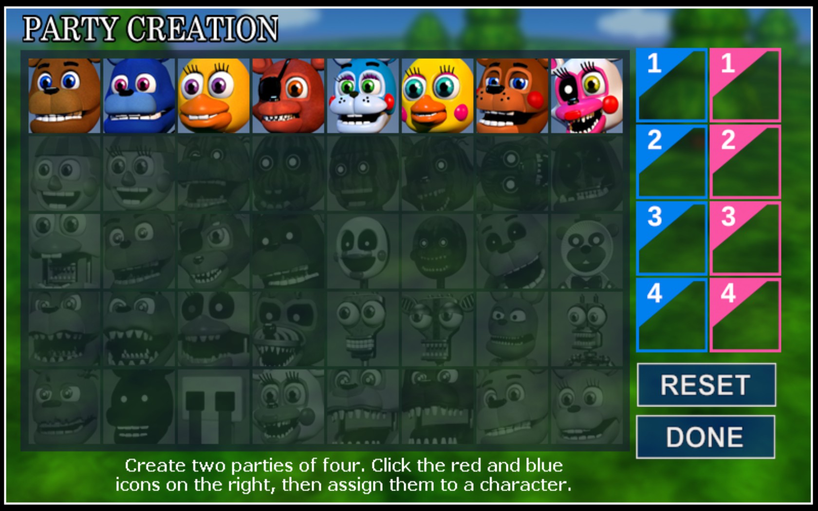 fnaf world all characters