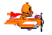Nightmare Chica in an airplane in Foxy Fighters.