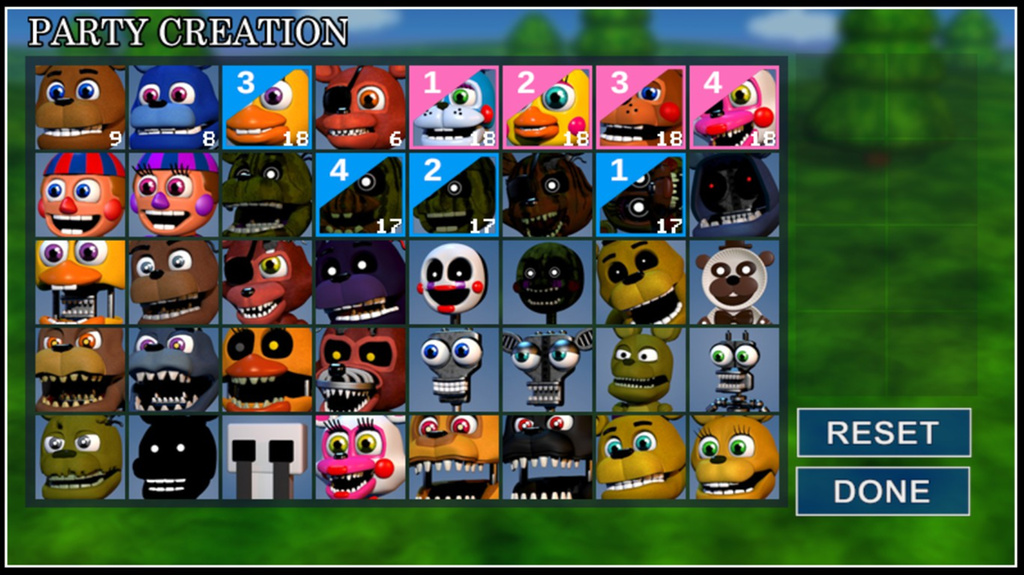 unlock all characters in fnaf world update 2