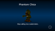 Phantom Chica on a loading screen.