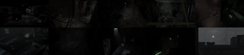 From Left to Right: Top: The Office, Staff Area, Character Prep 1, Storage Room, Bathroom Bottom: Lounge, Broadcasting Room, The Roof, Unknown Cam 2, Unknown Cam 3 