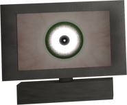 The strange eye hallucination that appears in the monitor.