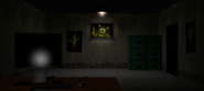 Fredbear in the vent of the office.