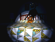 Nightmarionne on the bed