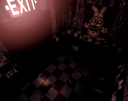 Springtrap on a poster, most likely from Fredbear's Family Diner.