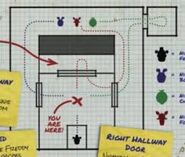 Five Nights at Freddy's 4 map (Chica's route is in green)