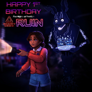 Artwork of Cassie and M.X.E.S. to celebrate Ruin's anniversary