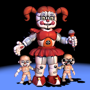 Baby along with 2 Bidybabs in the extras menu