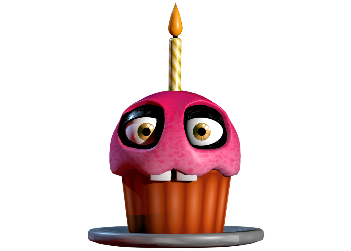 Topo de bolo Five Nights at Freddy Animatronics Cupcake Rosa
