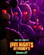 Freddy alongside Bonnie, Chica, and Foxy in a promotional poster