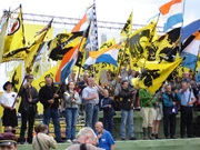 Neo-Nazis wave the Flemish movement's flag and the .