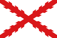 Flag used when the Philippines was a part of New Spain from 1535 to 1821. The Cross of Burgundy: a red saltire resembling two crossed, roughly-pruned branches, on a white field.