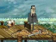 The Business man taking off his adventurer suit