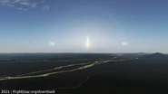 FlightGear-2020.3-screen-b2-031-Scattering by ice crystals, sun halo, sun pillar, sun dogs over volcanic flood plains in Iceland.jpg (311 KB) Volcanic plain, rivers, scattering around sun, Iceland. FlightGear 2020.3.