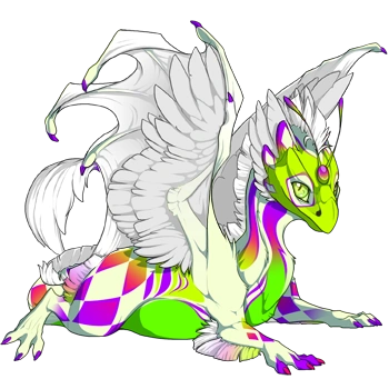 Radioactive Harlequin on a hatchling Skydancer