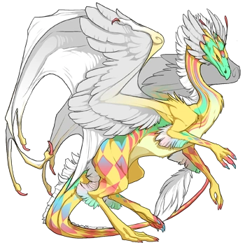 Banana Harlequin on a female Skydancer