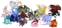 All available ancient dragons in a variety of colours.
