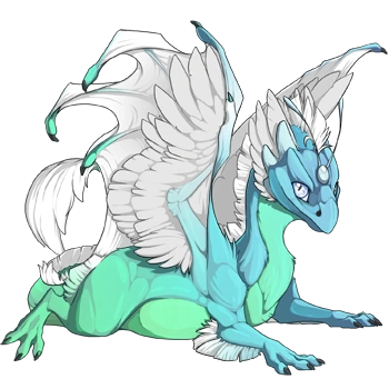 Aqua Iridescent on a hatchling Skydancer
