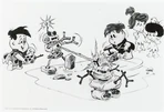 Freddy and Barney playing with their robots from a publicity photo on ABC in 1986.