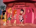 Pebbles, Moonrock, Wiggy and Penny at the Bedrock Beauty and Grooming Center in "Moonrock's Beauty Farm".