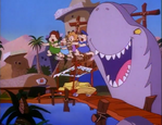 Choppers the killer sharkasaurus movie star from Hollyrock-a-Bye Baby.