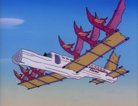 A Ptrans Pterodactyl Airlines plane with pterodactyl engines from .