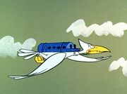 A feathered Pterodactyl Airlines plane.