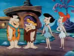 The Flintstones and Rubbles in their prehistoric selves.