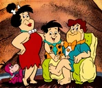 Dino, Freddy, and his parents, Ed and Edna Flintstone.