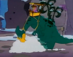 A Parasaurus snow plow in A Flintstones Christmas Carol.