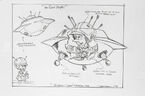 Conceptual prop design sketch of Gazoo with his spaceship by Daren Dochterman.