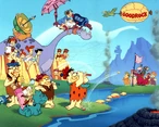 The gang watching Fred play golf in a promotional cel.