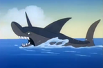 A sharkasaurus in "Sand Doom" from The Flintstone Comedy Show.