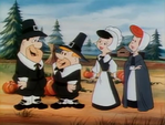 The Flintstones and Rubbles as pilgrims.