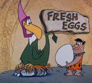 A farm-raised pterodactyl laying fresh eggs at the super market, featured in the episode, "".