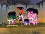 Weirdly, Creepella, Gobby and Occy as the Four Insects singing the song, "Yeah, Yeah, Yeah" that drives the Hatrocks away in the episode, "The Hatrocks and the Gruesomes".