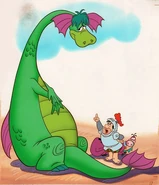 A snorkosaurus as a "dragonsaurus" from The Flintstones Bedtime Storybook.