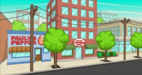 Afuera de Papa's Pizzeria